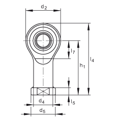 桿端軸承 GIKPSR5-PS, 根據(jù) DIN ISO 12 240-4 標(biāo)準(zhǔn)，特種鋼材料，帶右旋內(nèi)螺紋，免維護(hù)