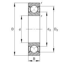 深溝球軸承 6202-C-2Z, 修正的內部結構（C 代），根據 DIN 625-1 標準的主要尺寸，兩側間隙密封