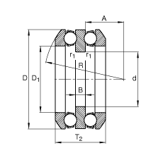 推力深溝球軸承 54218, 根據(jù) DIN 711/ISO 104 標(biāo)準(zhǔn)的主要尺寸，雙向，帶球面軸承座圈，可分離