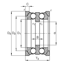 推力深溝球軸承 54210 + U210, 根據(jù) DIN 711/ISO 104 標(biāo)準(zhǔn)的主要尺寸，單向，帶球面軸承座圈和一個或兩個座圈，可分離