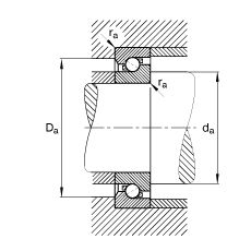 推力角接觸球軸承 BSB040072-T, 單向，接觸角 α = 60°，限制公差