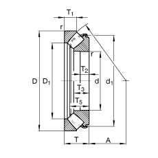 推力調(diào)心滾子軸承 29438-E1, 根據(jù) DIN 728/ISO 104 標(biāo)準(zhǔn)的主要尺寸，單向，可分離