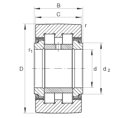 支撐型滾輪 PWTR45-2RS, 滿裝滾子，軸向引導(dǎo)，兩側(cè)唇密封