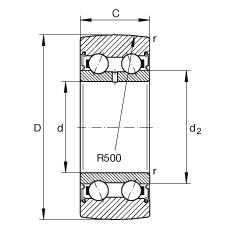 滾輪 LR50/6-2RSR, 雙向，兩側密封