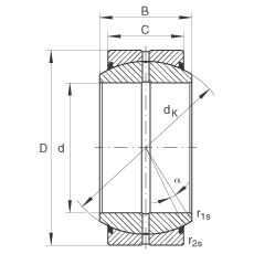 關節軸承 GE240-DO-2RS, 根據 DIN ISO 12 240-1 標準, 需維護，兩側唇密封