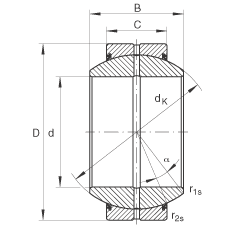 關節軸承 GE240-FO-2RS, 根據 DIN ISO 12 240-1 標準, 需維護，兩側唇密封