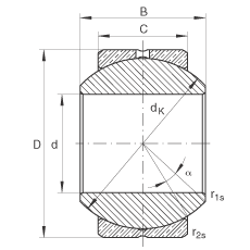 關節軸承 GE8-PB, 根據 DIN ISO 12 240-1 標準，尺寸系列 K，需維護