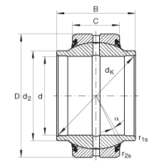 關(guān)節(jié)軸承 GE30-HO-2RS, 根據(jù) DIN ISO 12 240-1 標(biāo)準(zhǔn), 需維護(hù)，兩側(cè)唇密封