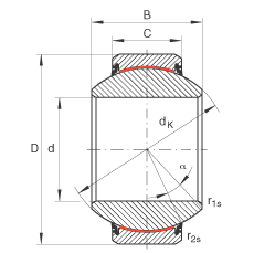 關(guān)節(jié)軸承 GE140-FW-2RS, 根據(jù) DIN ISO 12 240-1 標(biāo)準(zhǔn), 免維護(hù)，兩側(cè)唇密封