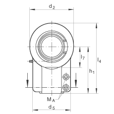 液壓桿端軸承 GIHNRK100-LO, 根據 DIN ISO 12 240-4 標準，帶右旋螺紋夾緊裝置，需維護