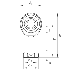 桿端軸承 GIKPR30-PW, 根據 DIN ISO 12 240-4 標準，帶右旋小螺距內螺紋，需維護