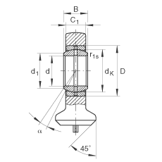 液壓桿端軸承 GK50-DO, 根據(jù) DIN ISO 12 240 標(biāo)準(zhǔn)，帶焊接面，需維護