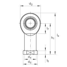 桿端軸承 GIR40-UK-2RS, 根據(jù) DIN ISO 12 240-4 標準，帶右旋內螺紋，免維護，兩側唇密封