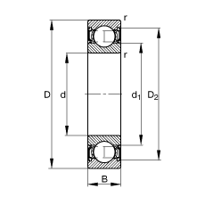 深溝球軸承 S6209-2RSR, 根據 DIN 625-1 標準的主要尺寸, 耐腐蝕保護，兩側唇密封