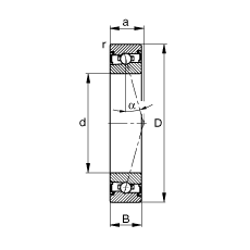 主軸軸承 HSS71915-C-T-P4S, 調(diào)節(jié)，成對安裝，接觸角 α = 15°，兩側(cè)唇密封，非接觸，加嚴(yán)公差