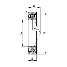 主軸軸承 HCS71907-E-T-P4S, 調節，成對或單元安裝，接觸角 α = 25°，兩側唇密封，非接觸，限制公差