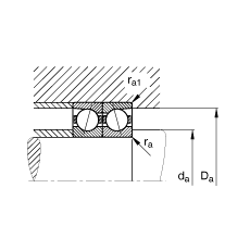 主軸軸承 B71907-E-T-P4S, 調(diào)節(jié)，成對或單元安裝，接觸角 α = 25°，限制公差