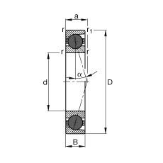 主軸軸承 HCB7001-C-T-P4S, 調(diào)節(jié)，成對(duì)或單元安裝，接觸角 α = 15°，陶瓷球，限制公差