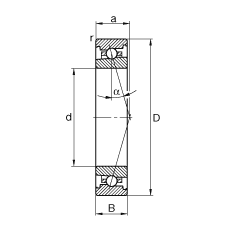 主軸軸承 HS71928-C-T-P4S, 調節，成對安裝，接觸角 α = 15°，限制公差