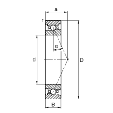 主軸軸承 HS7007-E-T-P4S, 調(diào)節(jié)，成對或單元安裝，接觸角 α = 25°，限制公差