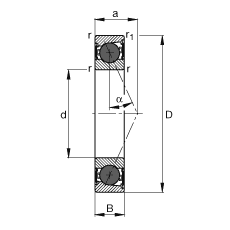 主軸軸承 HCB71911-E-2RSD-T-P4S, 調(diào)節(jié)，成對或單元安裝，接觸角 α = 25°，陶瓷球，兩側(cè)唇密封，非接觸，限制公差