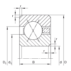 薄截面軸承 CSXD065, 四點接觸球軸承，類型X，運行溫度 -54°C 到 +120°C