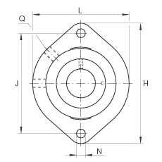 軸承座單元 GLCTE17, 帶兩個(gè)螺栓孔的法蘭的軸承座單元，鑄鐵，偏心鎖圈，P 型密封