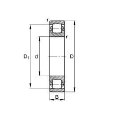 鼓形滾子軸承 20322-MB, 根據 DIN 635-1 標準的主要尺寸