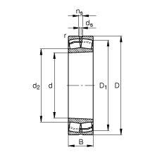 調心滾子軸承 22309-E1-K, 根據 DIN 635-2 標準的主要尺寸, 錐孔，錐度 1:12