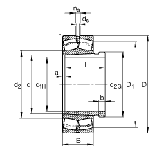 調(diào)心滾子軸承 22222-E1-K + AHX3122, 根據(jù) DIN 635-2 標(biāo)準(zhǔn)的主要尺寸, 帶錐孔和退卸套